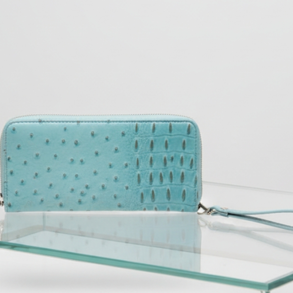 Unbranded Ostrich Print Blue‎ Women's Wallet EUC No Call Outs